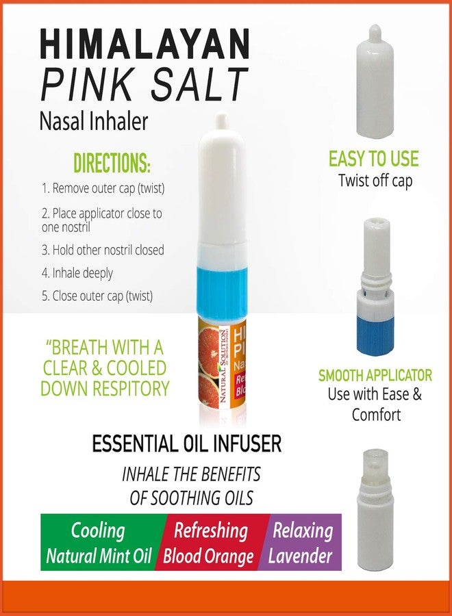Natural Solution Himalayan Pink Salt Nasal Inhaler Aromatherapy with Natural Essential Oils, Cleans The Respiratory System, Relief Breathing Congestion, -3 Pack - Image 2